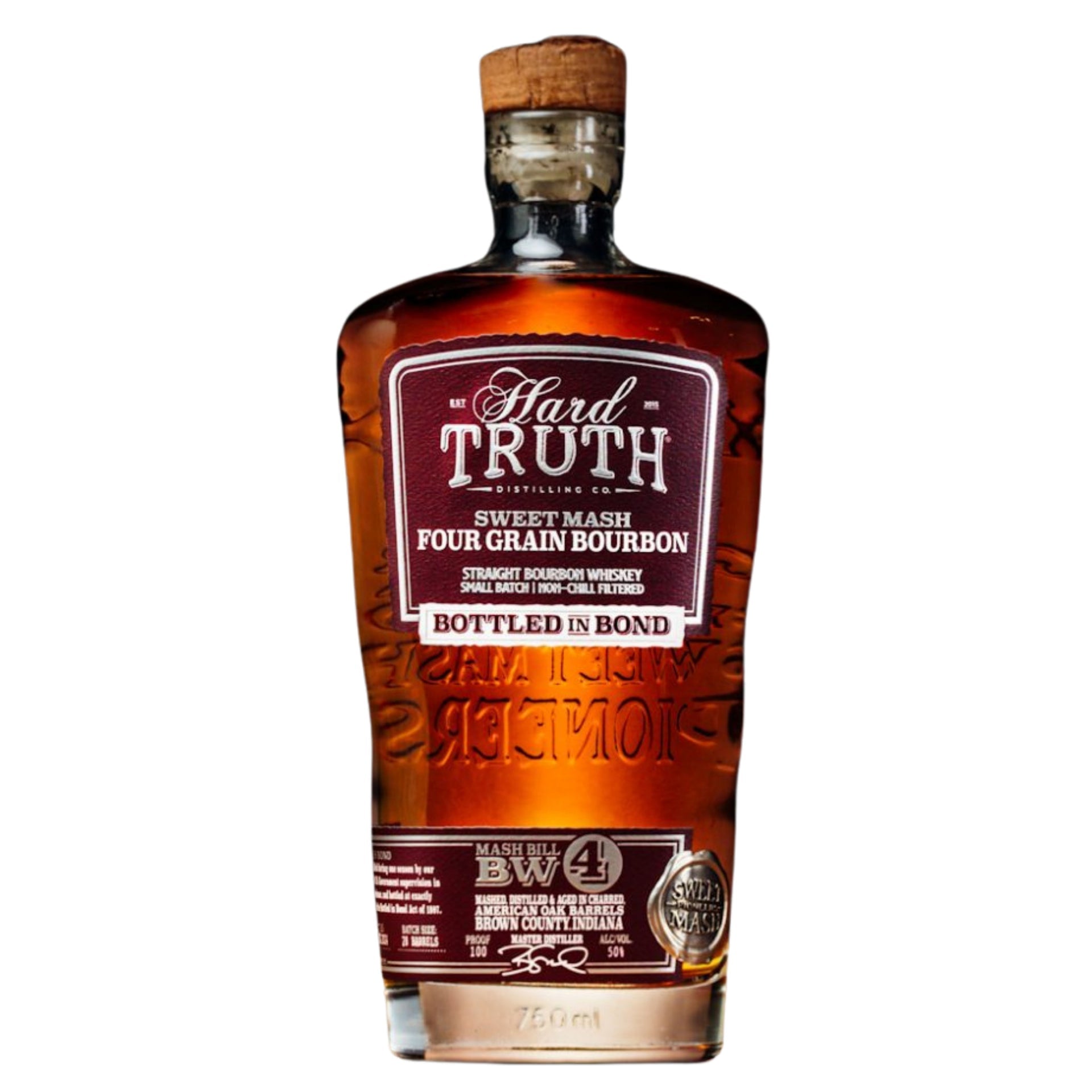 HARD TRUTH BOURBON STRAIGHT FOUR GRAIN SWEET MASH BOTTLED IN BOND INDIANA 750ML LIQ