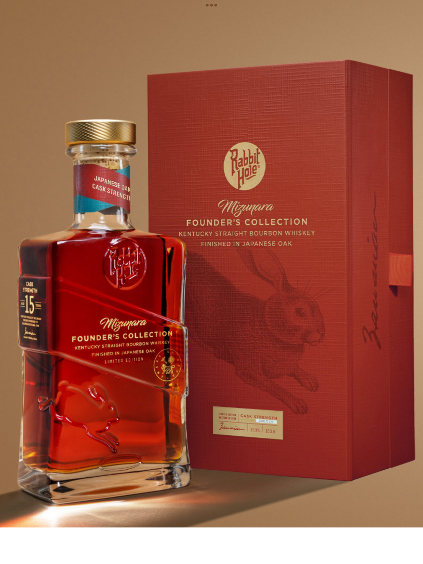 RABBIT HOLE FOUNDERS COLLECTION BOURBON MIZUNARA FINISHED IN JAPANESE OAK CASK STRENGTH KENTUCKY 15YR 750ML LIQ
