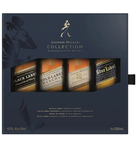 JOHNNIE WALKER SCOTCH BLENDED COLLECTION (BLU BLK GLD 18 ) 4X200ML