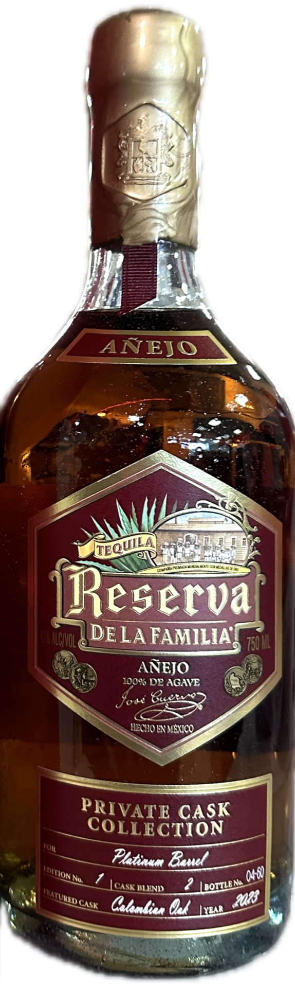 JOSE CUERVO TEQUILA ANEJO RESERVA DE LA FAMILIA PRIVATE BARREL SELECTION 750ML LIQ