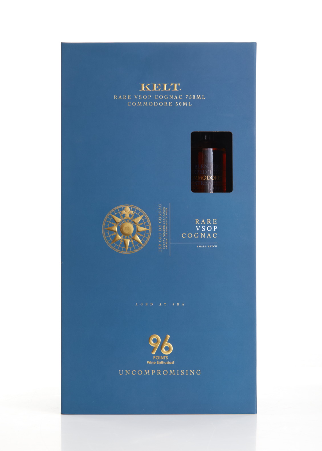 KELT COGNAC VSOP RARE GIFT BOX W/ 50ML COMMODORE FRANCE 750ML LIQ