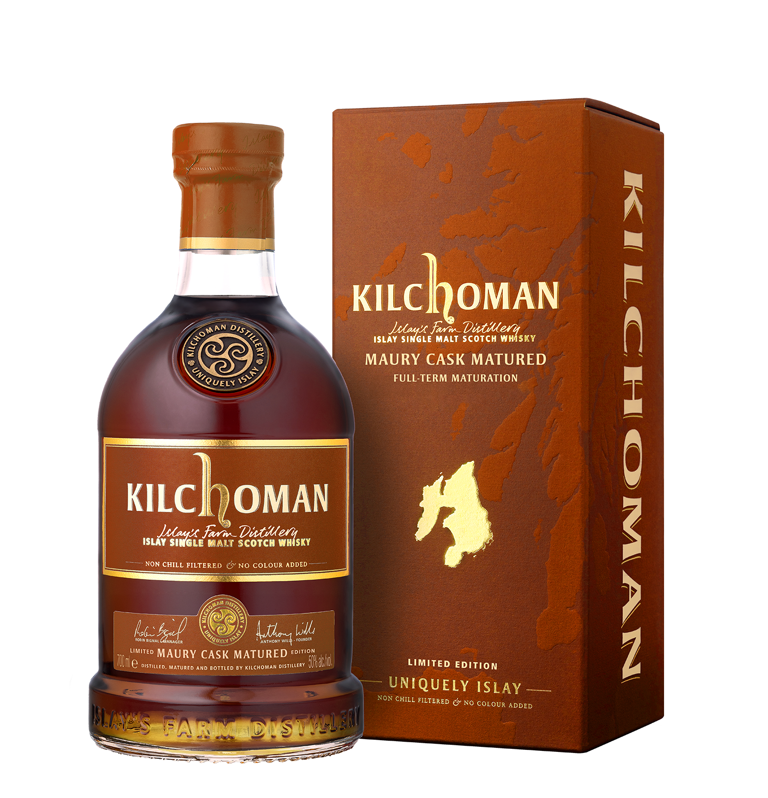 KILCHOMAN SCOTCH SINGLE MALT MAURY CASK MATURED ISLAY 700ML LIQ
