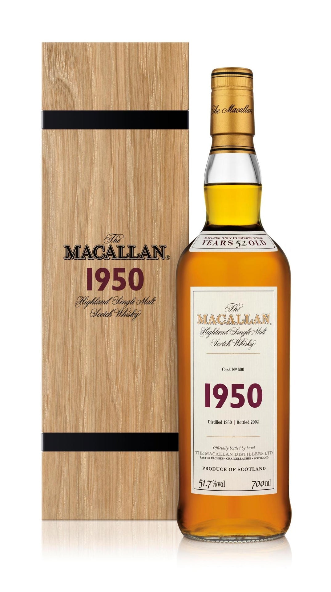 MACALLAN FINE AND RARE SCOTCH SINGLE MALT CASK 600 1950 750ML LIQ