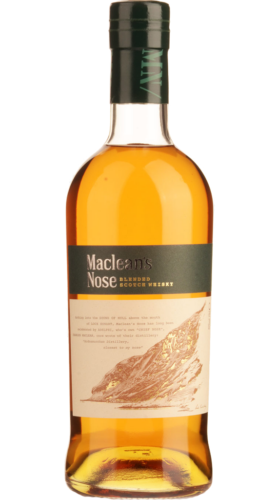 Image of a 700ml bottle of Macleans Nose Scotch Blended Whisky. The bottle features a sleek design with a golden label displaying the brand name, highlighting its premium quality. Ideal for whisky enthusiasts seeking a rich and smooth blended Scotch.