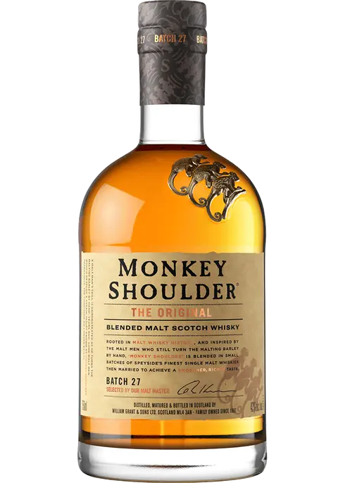 Monkey Shoulder Scotch Blended Malt 1L bottle, premium Speyside whisky blend with smooth and rich flavors