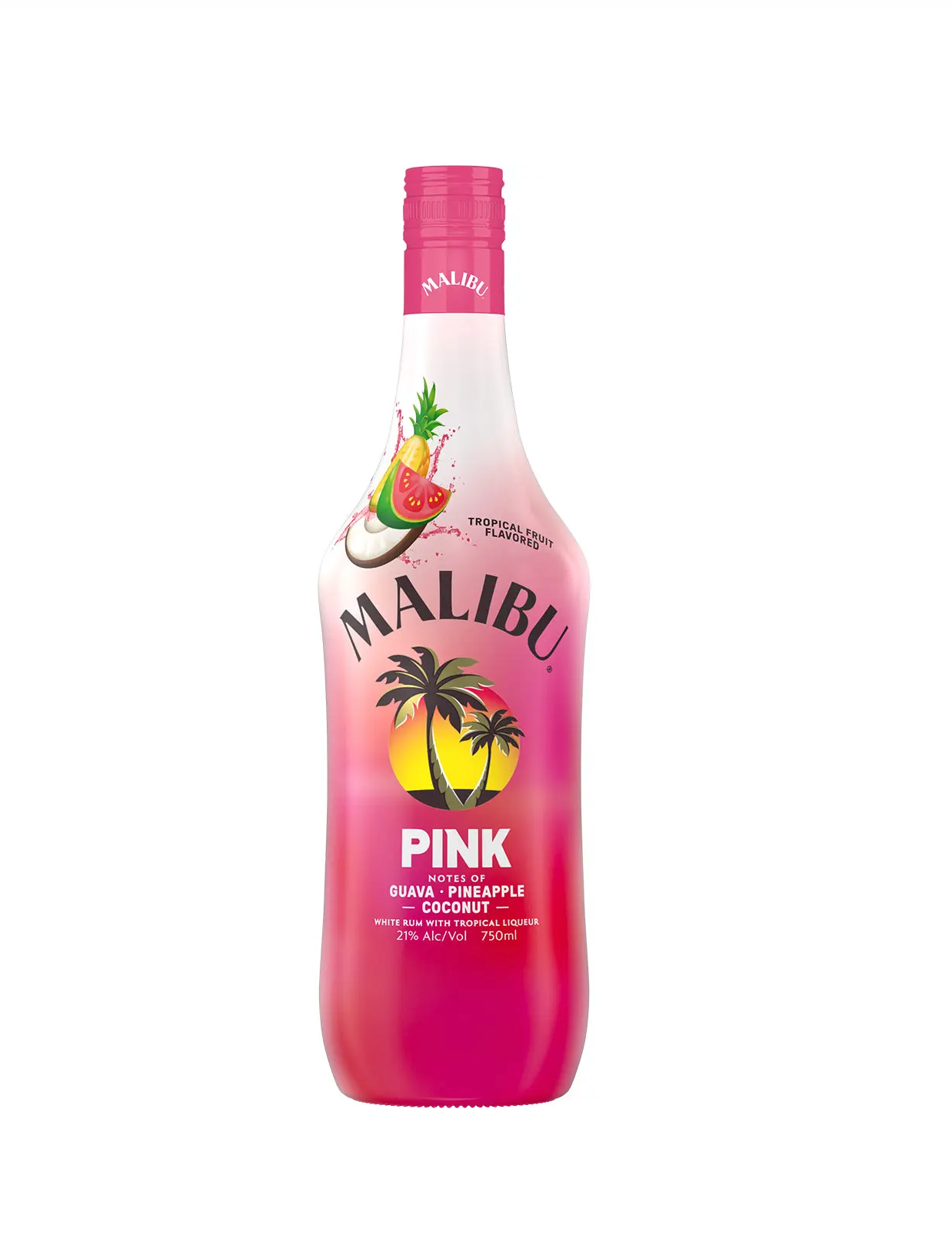 MALIBU RUM PINK GUAVA PINEAPPLE COCONUT FLAVOR CARIBBEAN 750ML LIQ
