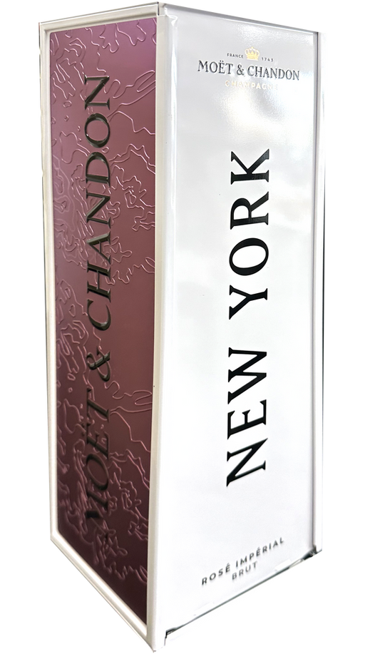 MOET & CHANDON CHAMPAGNE BRUT ROSE IMPERIAL NEW YORK METAL BOX EDITION FRANCE 750ML