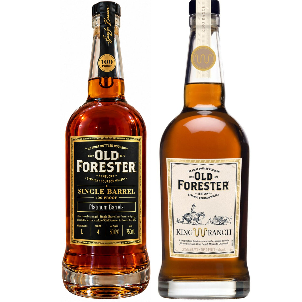 Old Forester Bourbon Single Barrel 100PF + Old Forester Bourbon King Ranch Edition 750ML