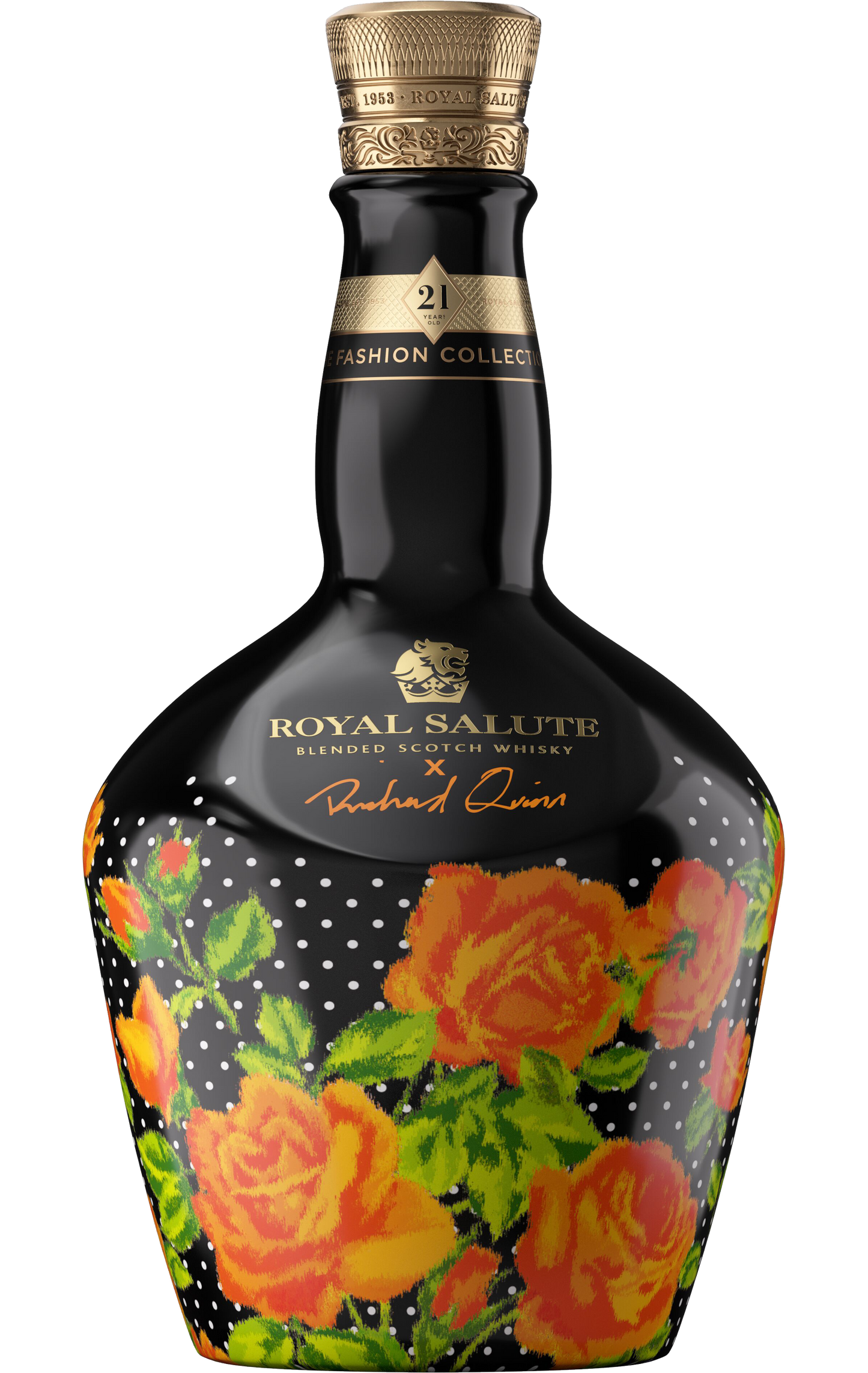 CHIVAS BROTHERS ROYAL SALUTE X RICHARD QUINN SCOTCH BLENDED FASHION ORANGE FLOWER COLLECTION 21YR 750ML