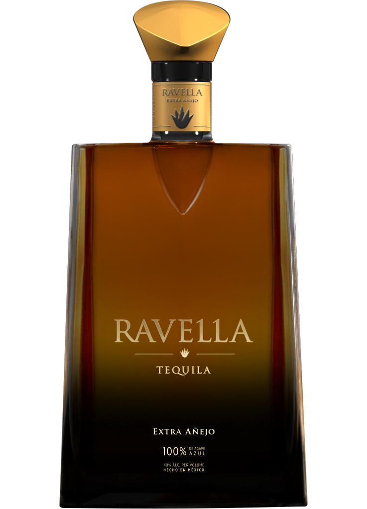 Ravella Tequila Extra Añejo 750ml bottle, premium aged tequila, rich caramel and vanilla flavors, luxury tequila