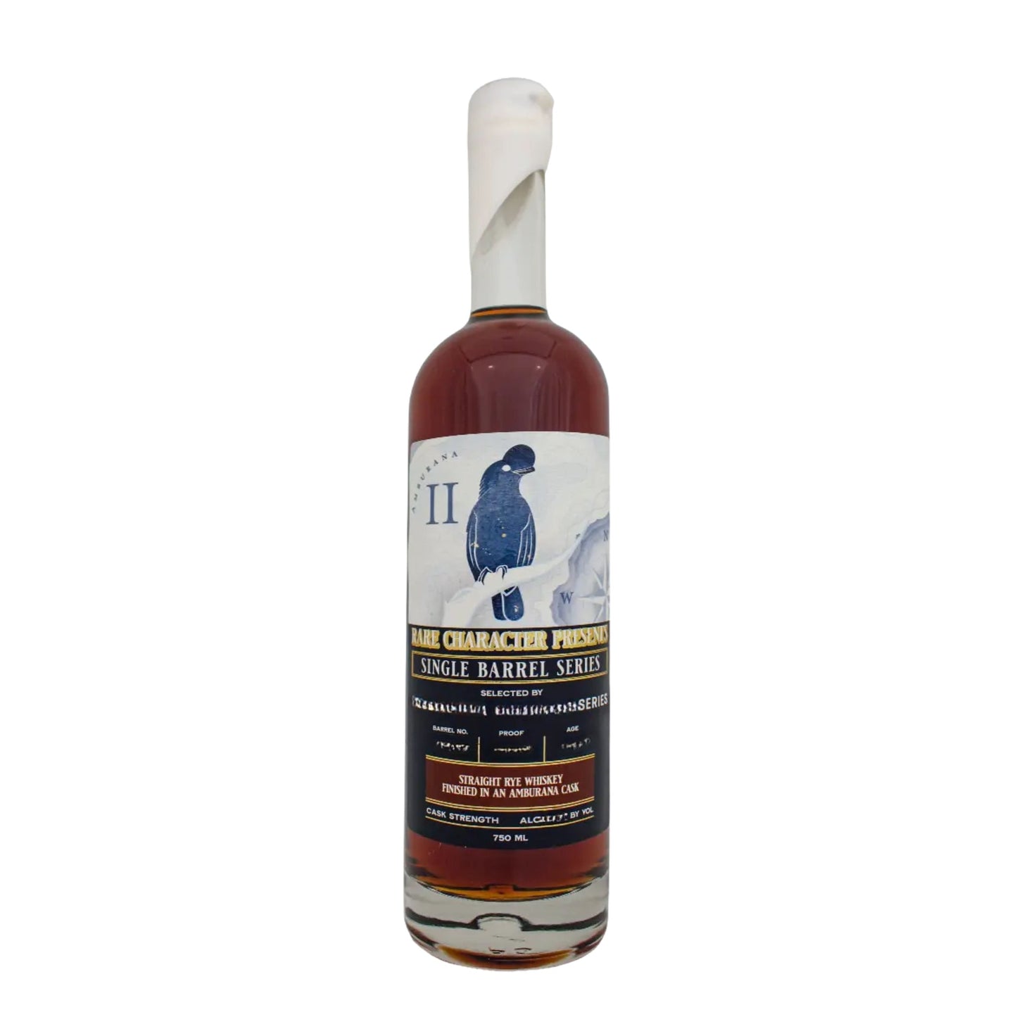 RARE CHARACTER WHISKEY RYE SINGLE BARREL SERIES FINISHED IN AMBURANA CASK INDIANA 750ML LIQ