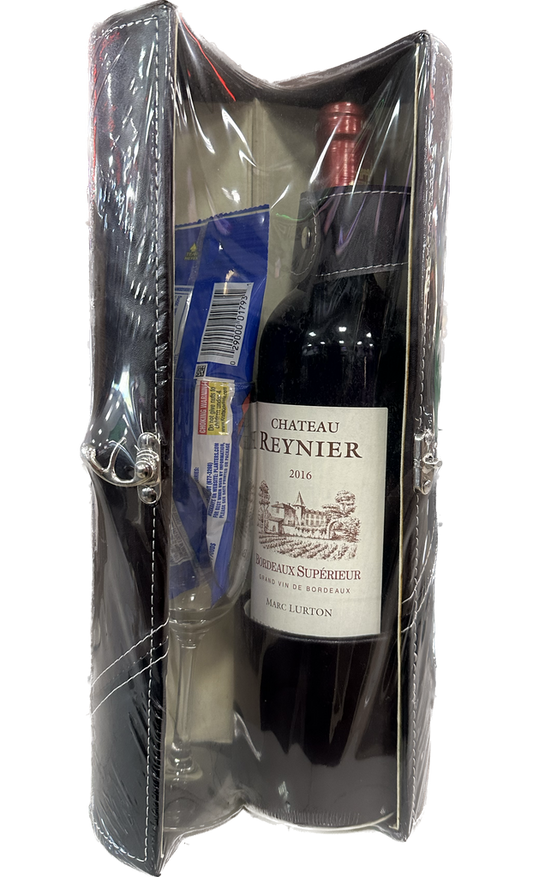 GIFT BASKET 169 CHATEAU REYNIER MARC LURTON GRAND VIN BORDEAUX FRANCE 2016 IN WINE CARRIER - Remedy Liquor