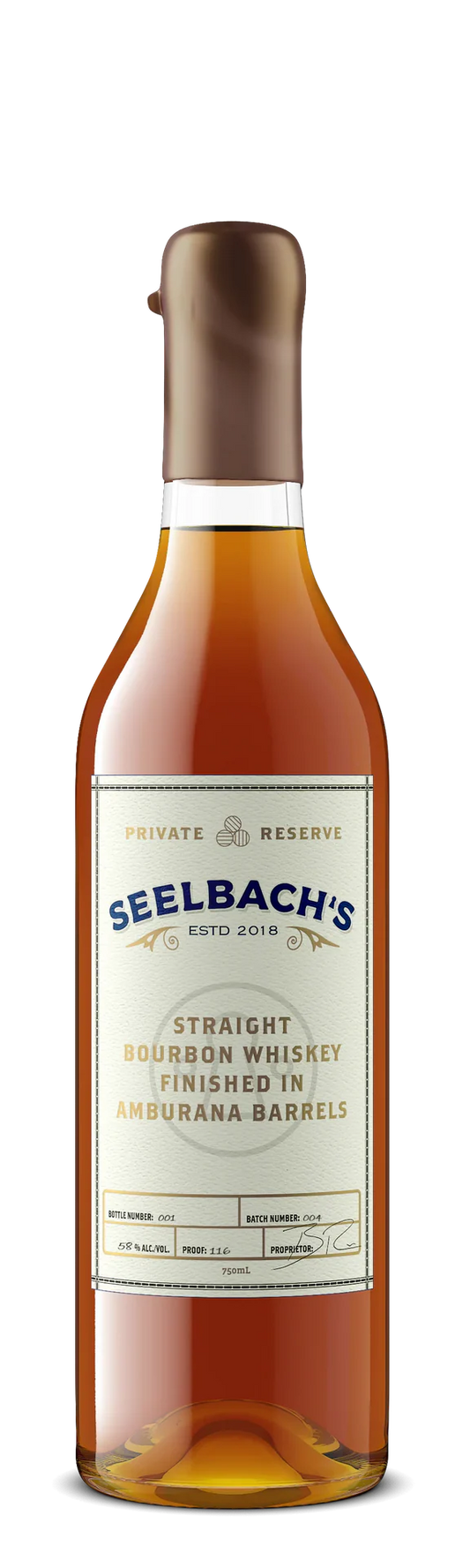 SEELBACHS BOURBON PRIVATE RESERVE FINISHED IN AMBURANA BARRELS KENTUCKY 750ML LIQ