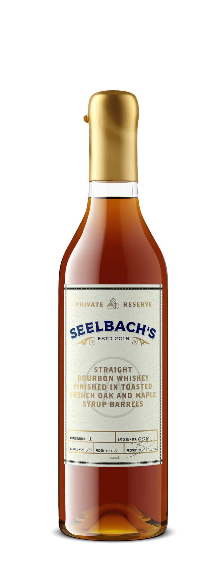 SEELBACHS BOURBON PRIVATE RESERVE FINISHED IN TOASTED FRENCH OAK & MAPLE SYRUP BARRELS KENTUCKY 750ML LIQ