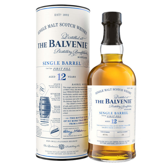 BALVENIE SCOTCH SINGLE BARREL SINGLE MALT FIRST FILL 12YR 750ML Spirits