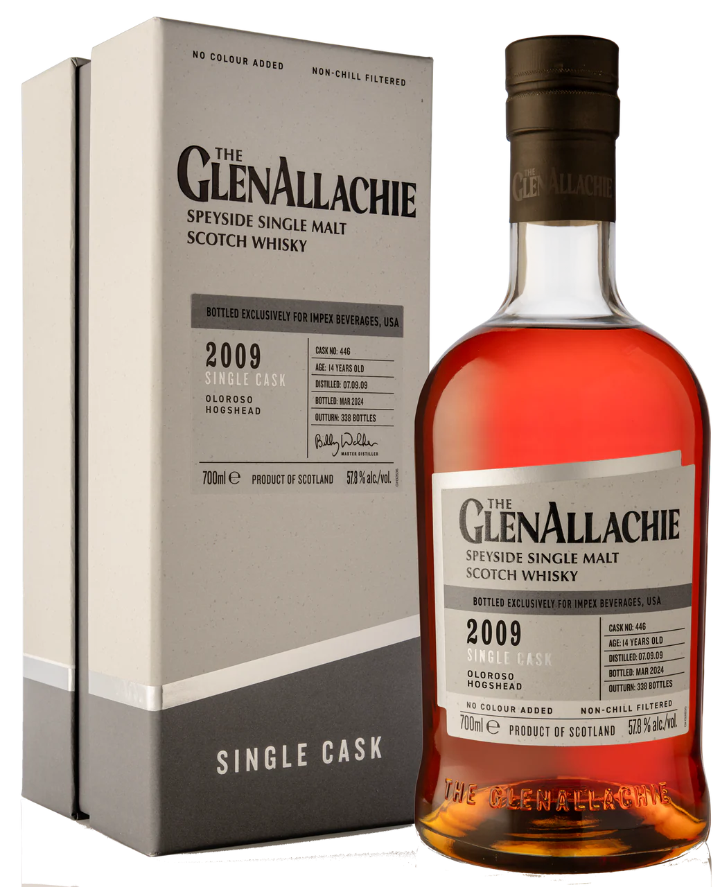 GLENALLACHIE SCOTCH SINGLE MALT SINGLE OLOROSO HOGSHEAD CASK 14YR 700ML LIQ