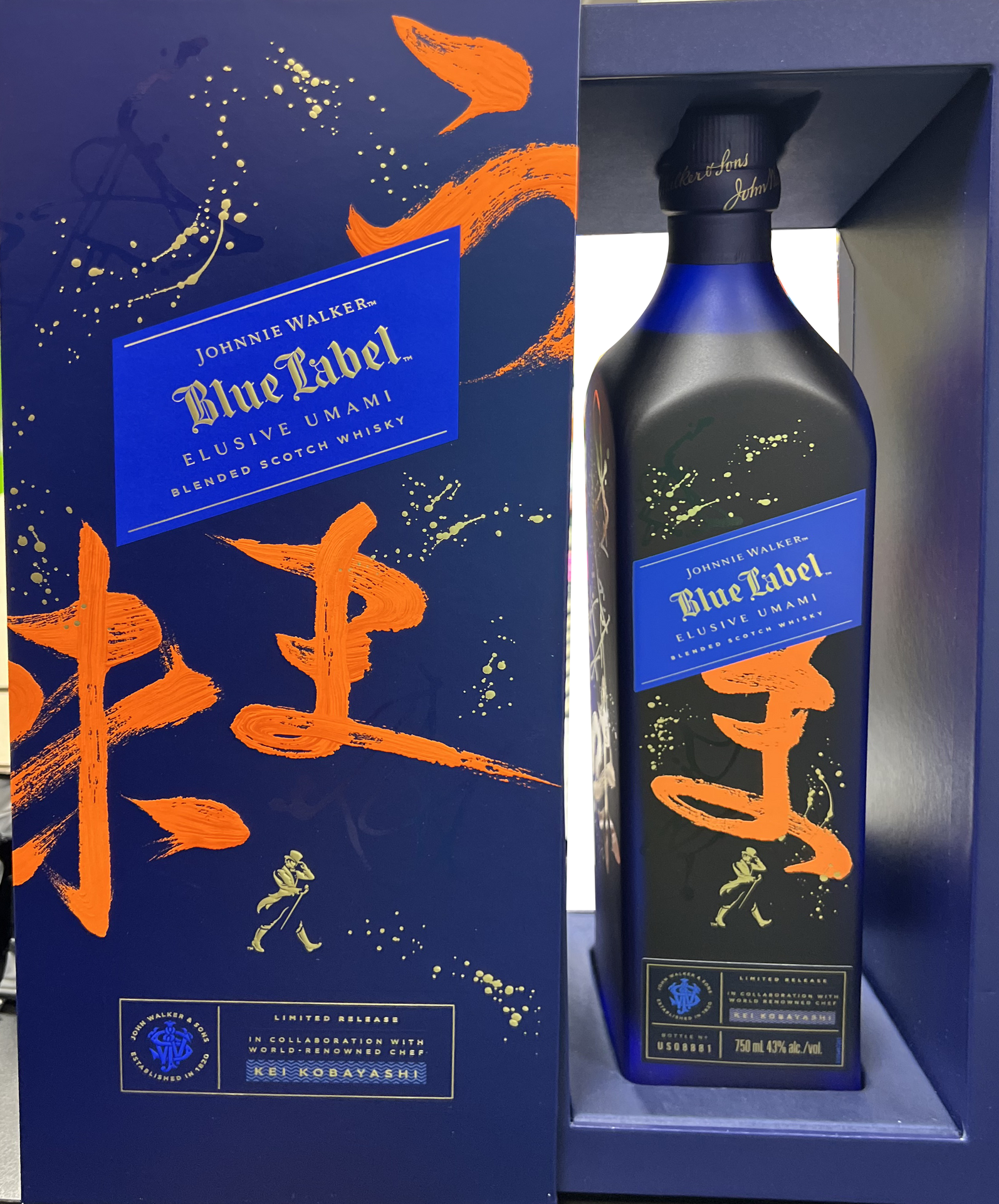 JOHNNIE WALKER SCOTCH BLENDED BLUE LABEL LIMITED ELUSIVE UMAMI RELEASE 750ML LIQ
