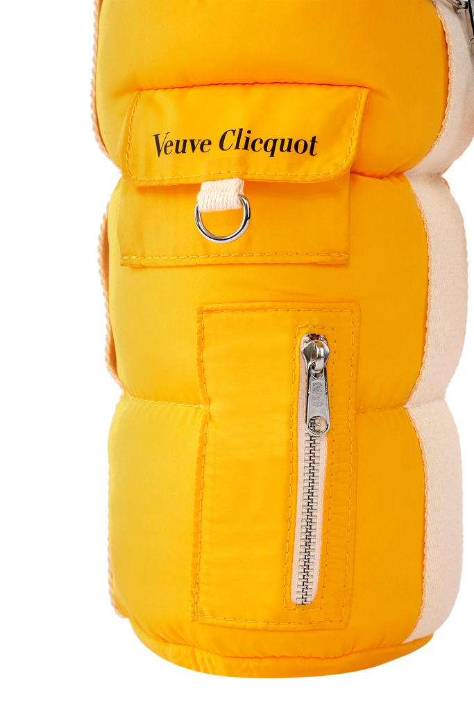 VEUVE CLICQUOT CHAMPAGNE BRUT YELLOW LABEL W/ PUFFY BOTTLE HOLDER FRANCE 750ML