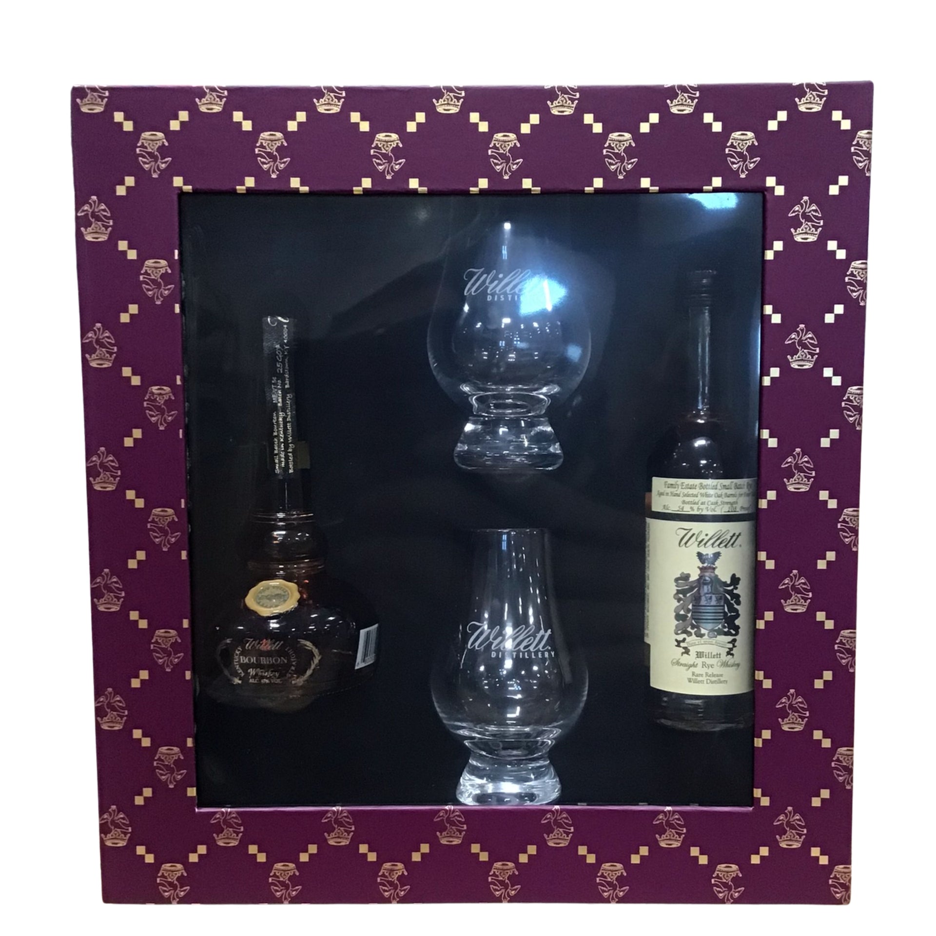 WILLETT BOURBON & RYE 50ML GIFT SET WITH 2 GLENCAIRN GLASSES LIQ