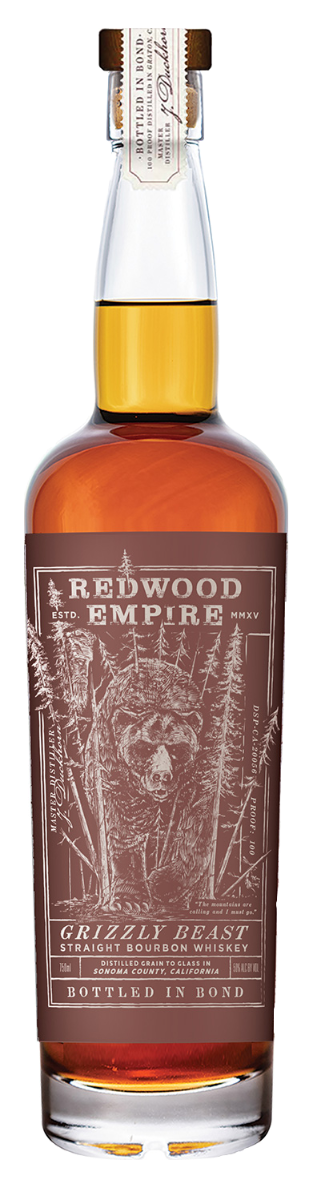 REDWOOD EMPIRE BOURBON STRAIGHT GRIZZLY BEAST BOTTLED IN BOND CALIFORNIA 750ML