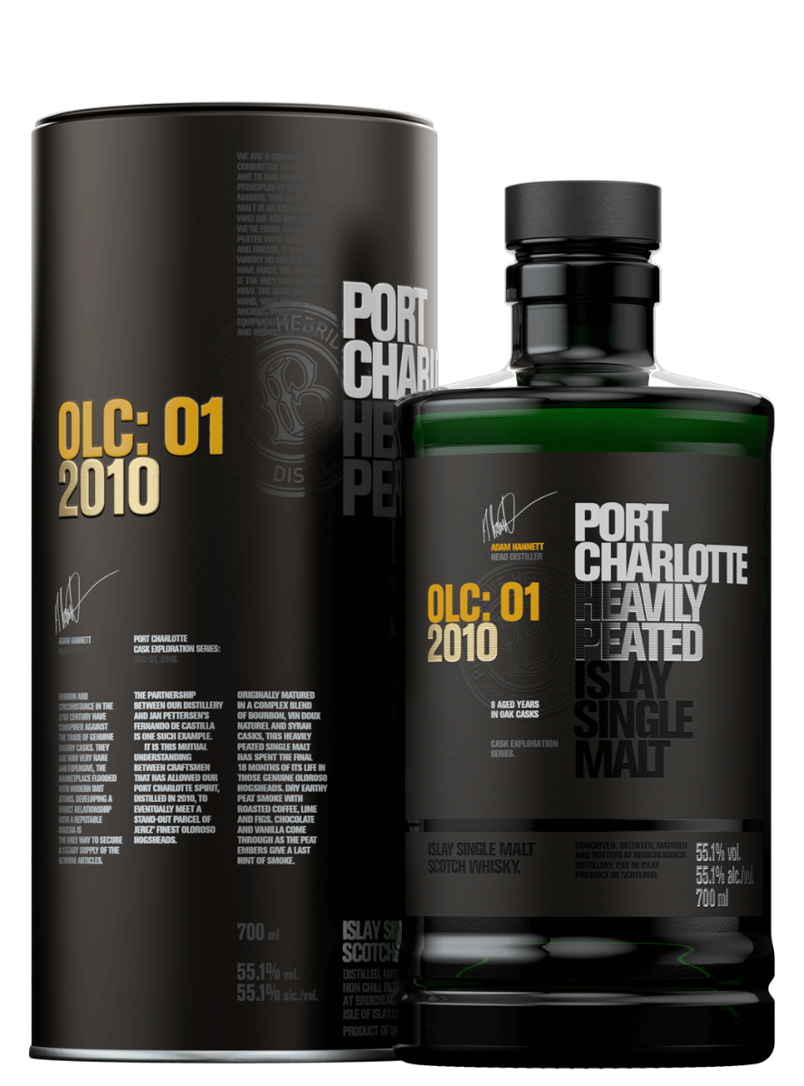 BRUICHLADDICH PORT CHARLOTTE SCOTCH SINGLE MALT ISLAY HEAVY PEATED OLC 01 2010 750ML Spirits