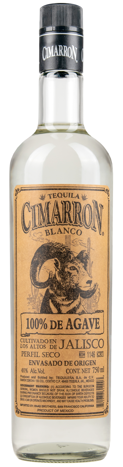 CIMARRON TEQUILA BLANCO PERFIL SECO NOM 1146 750ML