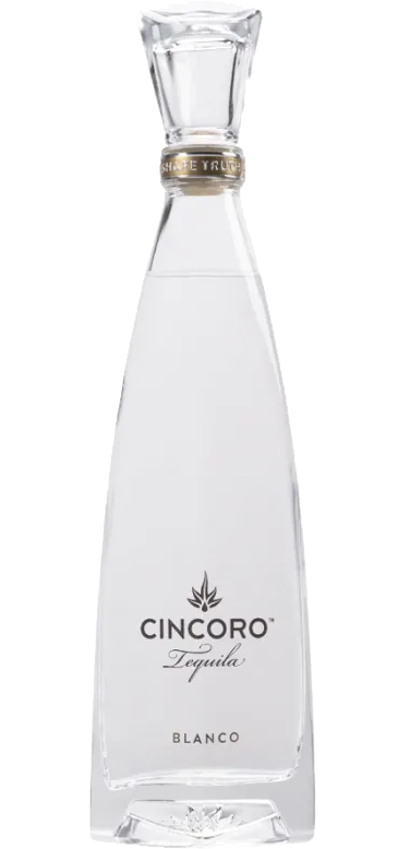 Cincoro Blanco Tequila 375ml bottle, displaying its sleek and modern design with clear glass and silver accents, highlighting the pure, unaged agave spirit.