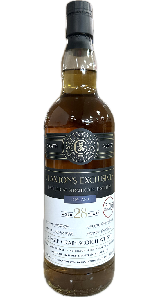CLAXTONS EXCLUSIVES SCOTCH SINGLE GRAIN DISTILLED AT STRATHCLYDE LOWLAND 28YR 700ML