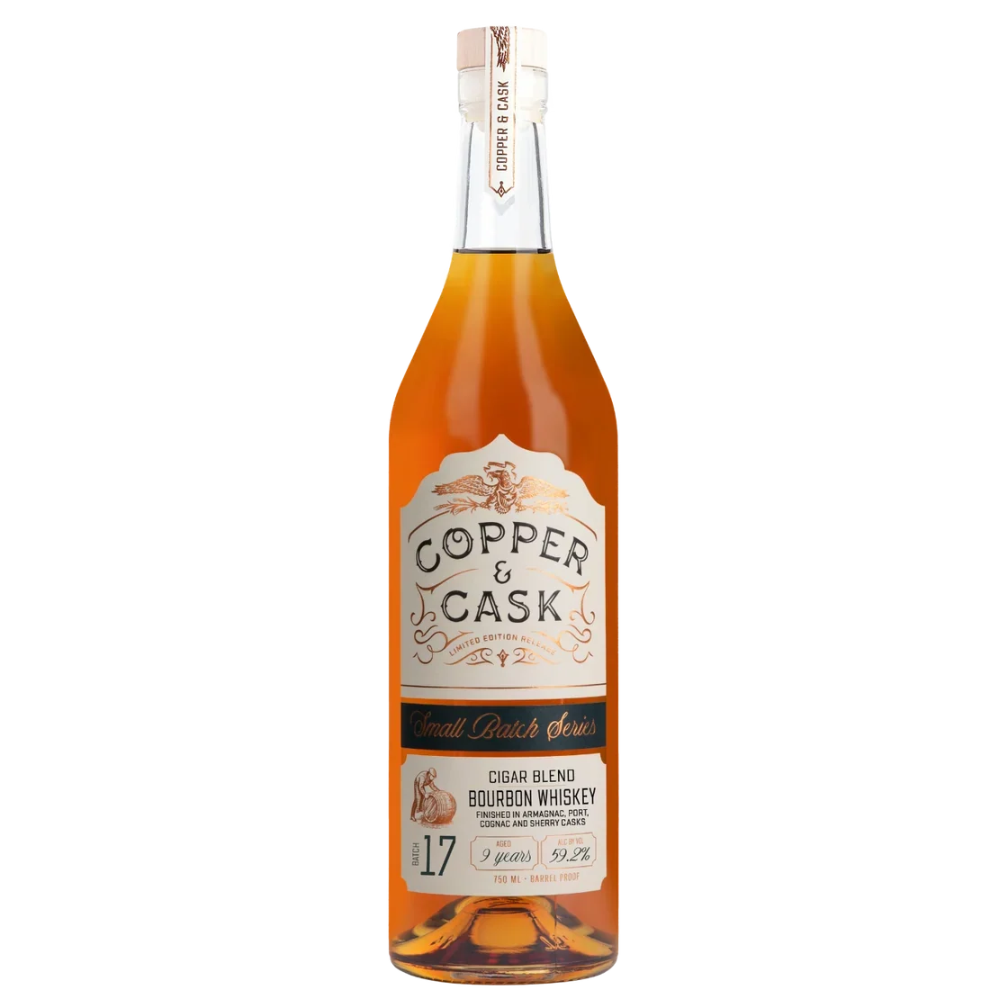 COPPER & CASK BOURBON SMALL BATCH SERIES CIGAR BLEND BATCH 17 9YR INDIANA 750ML LIQ