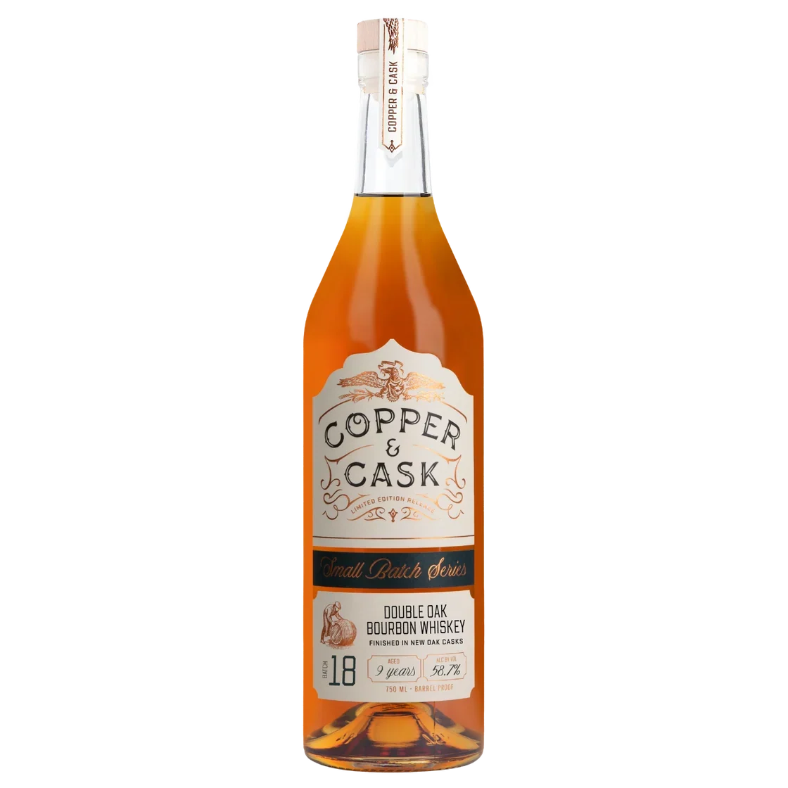 COPPER & CASK BOURBON DOUBLE OAK BARREL PROOF BATCH #18 9YR INDIANA 750ML LIQ
