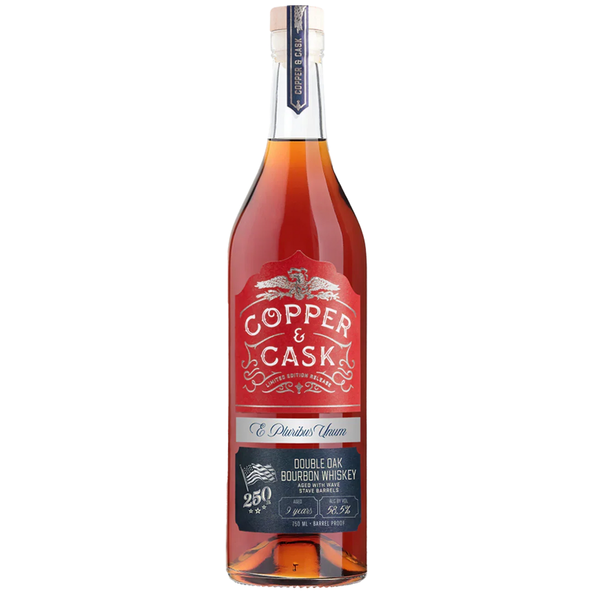 COPPER & CASK BOURBON DOUBLE OAK LIMITED AMERICA 250TH ANNIVERSARY RELEASE 9YR INDIANA 750ML LIQ