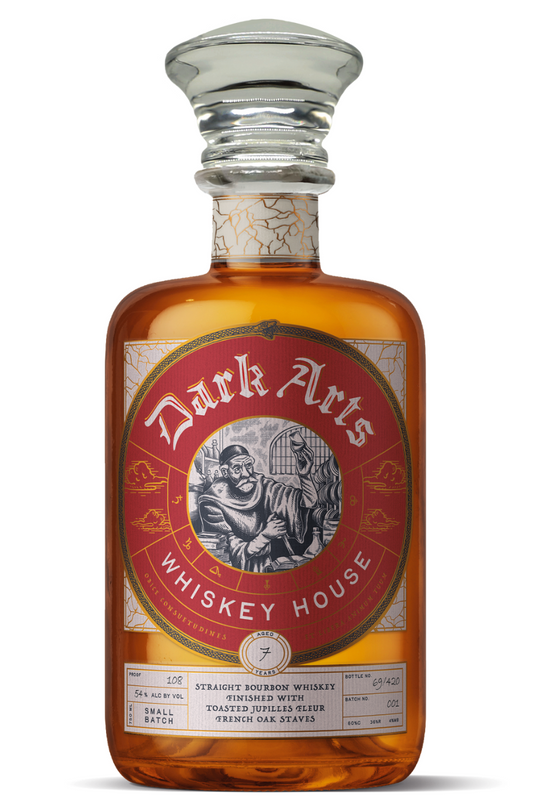 DARK ARTS BOURBON STRAIGHT FINISHED IN TOASTED JUPILLES FLUER FRENCH OAK STAVES KENTUCKY 7YR 750ML LIQ