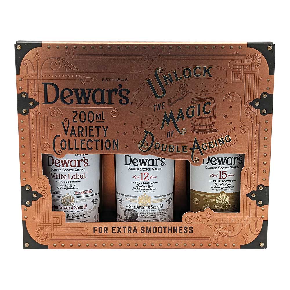 DEWARS SCOTCH BLENDED TRI PACK ( WHITE LABEL, 12YR, 15YR) 3X200ML LIQ