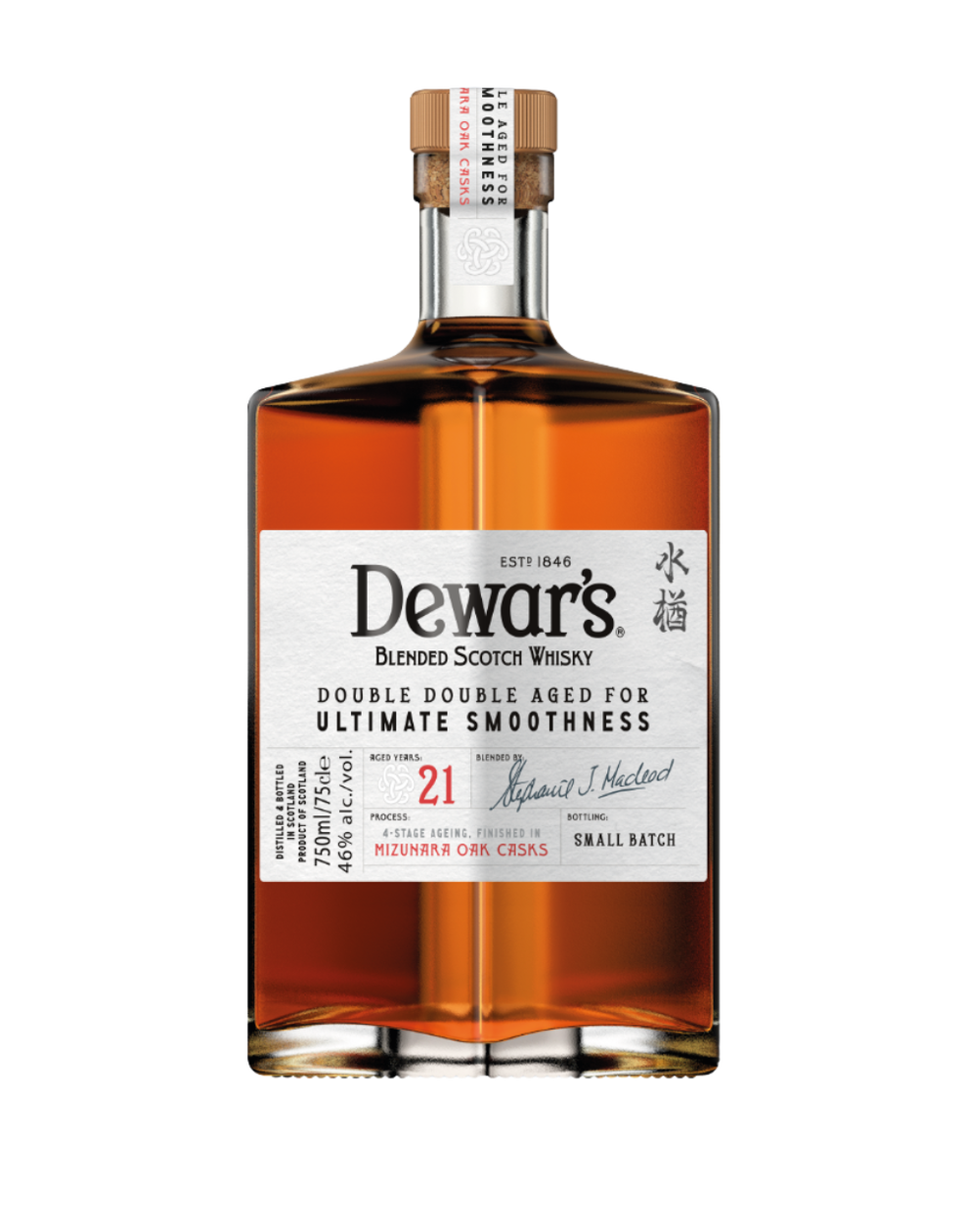 DEWARS SCOTCH BLENDED DOUBLE AGED IN MIZUNARA CASKS 21YR 750ML LIQ