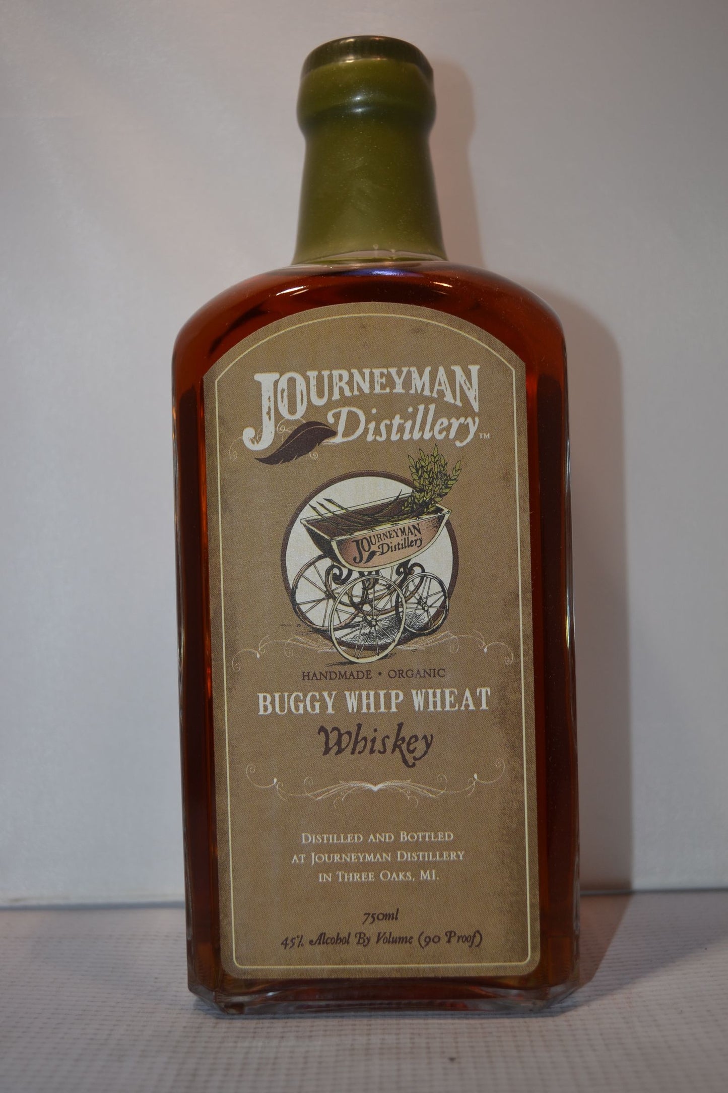 JOURNEYMAN WHISKEY BUGGY WHIP WHEAT HANDMADE ORGANIC MICHIGAN 90PF 750ML