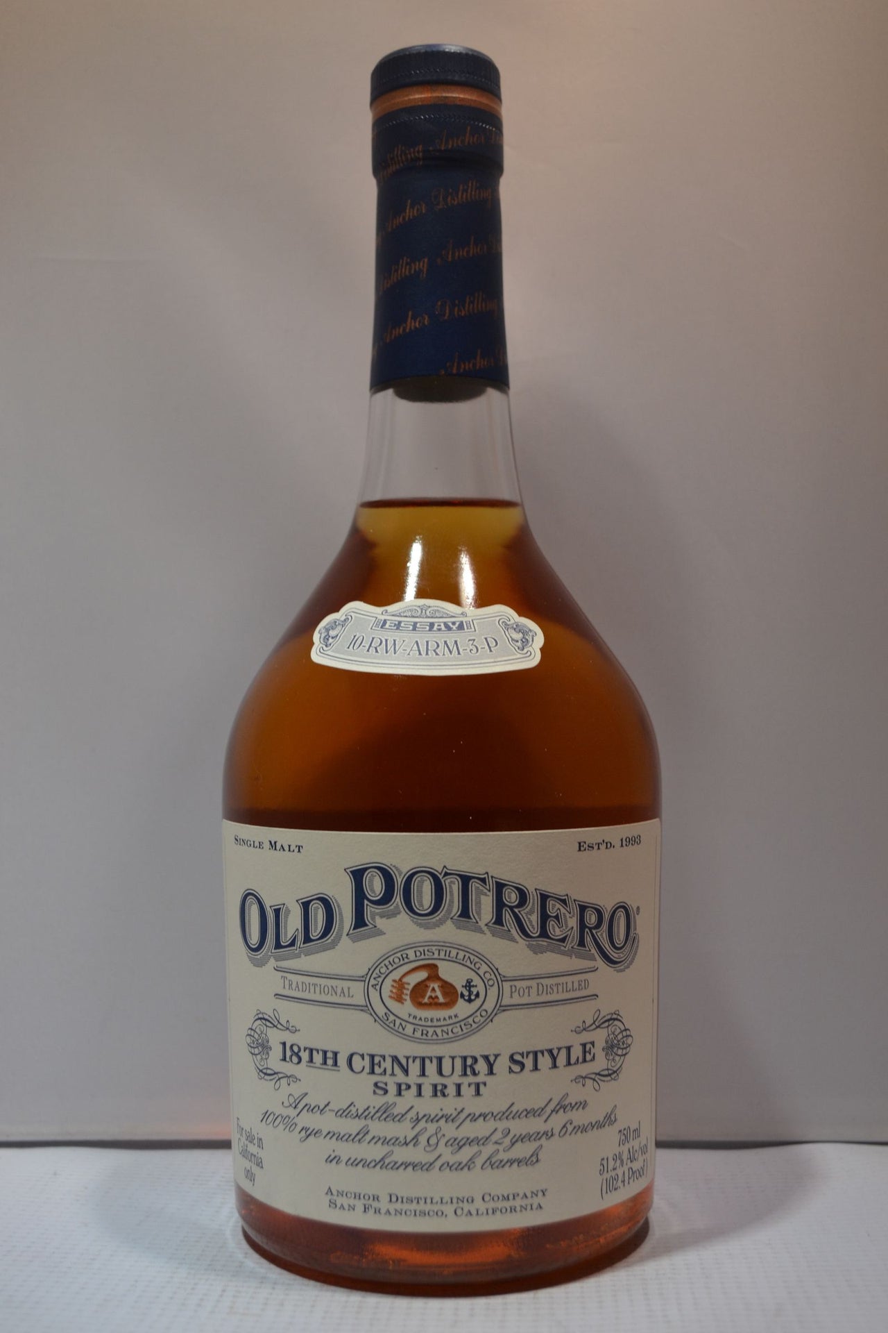 OLD POTRERO WHISKEY SPIRIT 18TH CENTURY STILE POT SAN FRANCISCO 102.4PF 750ML Spirits