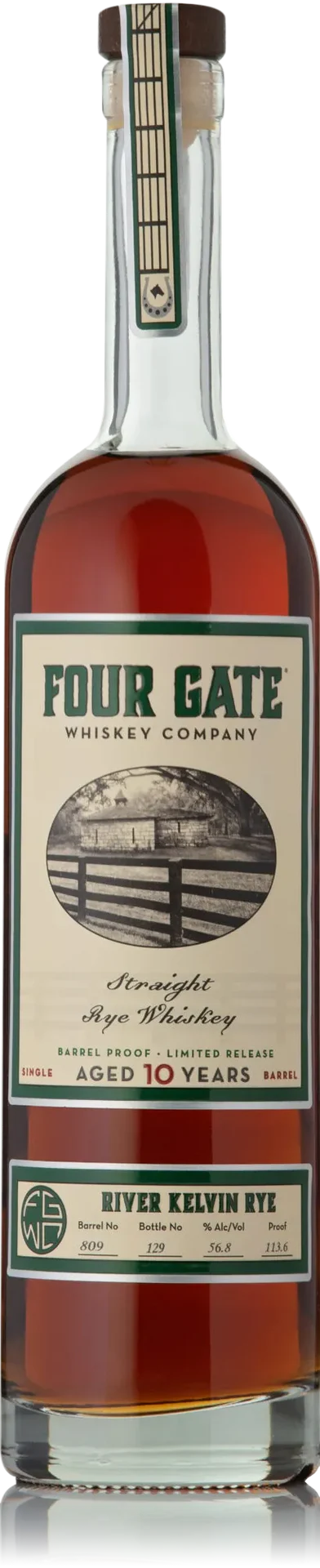 FOUR GATE WHISKEY RYE STRAIGHT LIMITED RELEASE RIVER KELVIN KENTUCKY 10YR 750ML LIQ
