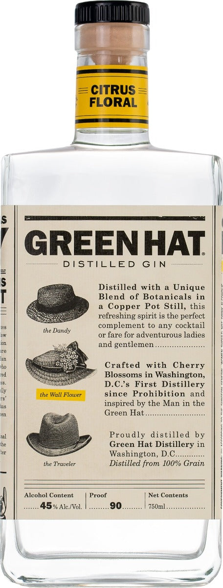 GREEN HAT GIN CITRUS FLORAL WASHINGTON DC 750ML