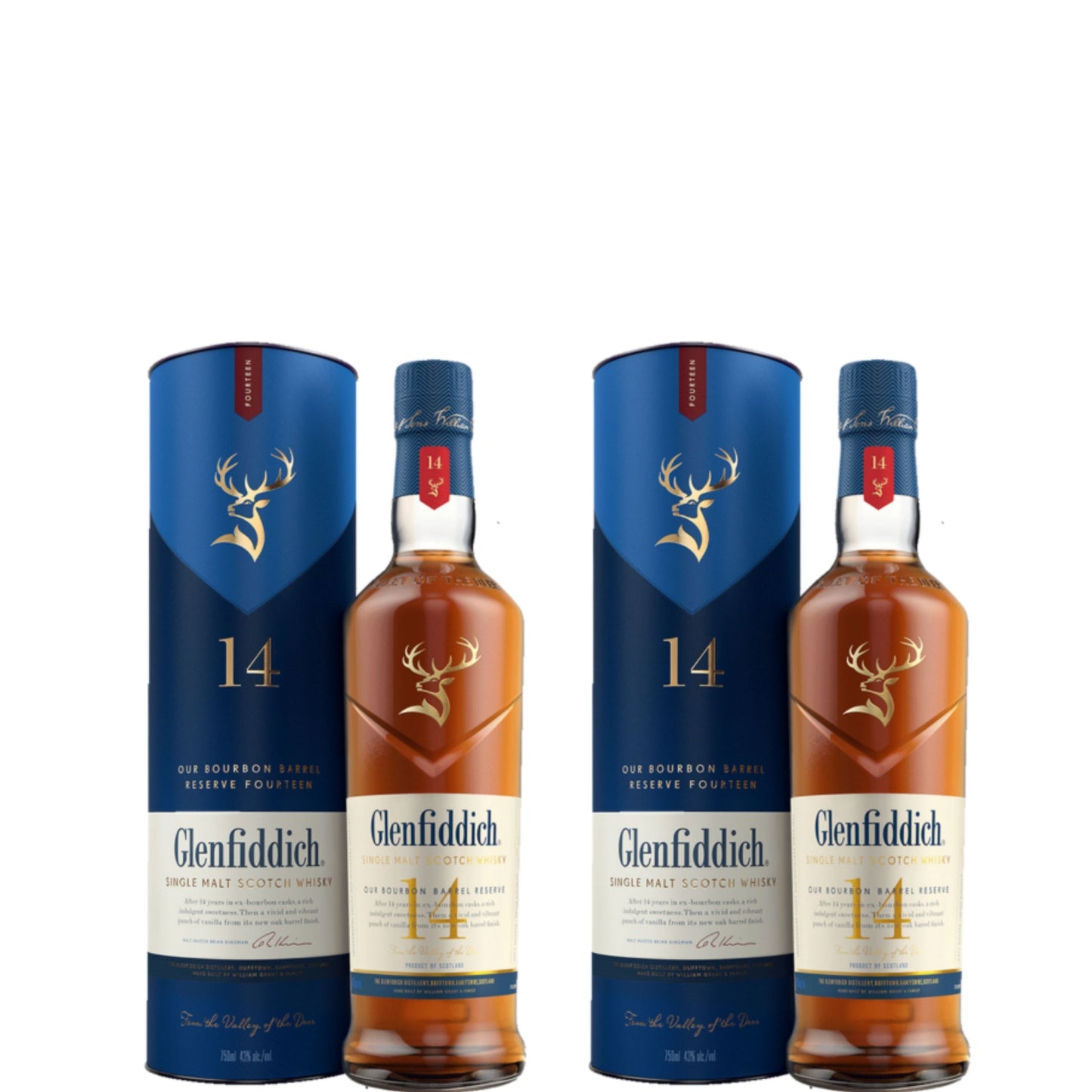 Glenfiddich Scotch Single Malt 14YR 375ML 2 Bottle Bundle