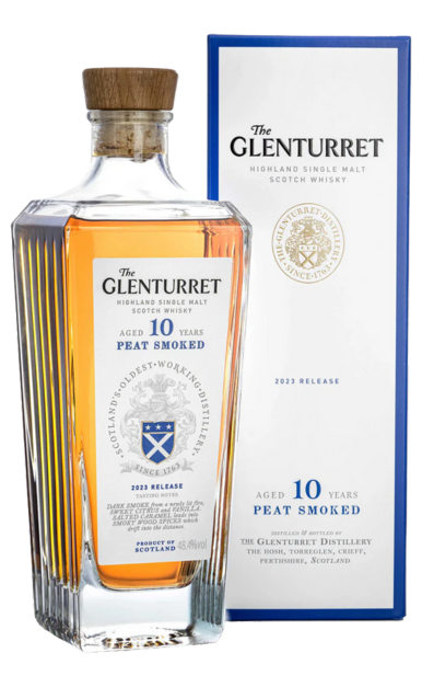 GLENTURRET SCOTCH PEAT SMOKED SINGLE MALT 2023 RELEASE 10YR 750ML LIQ
