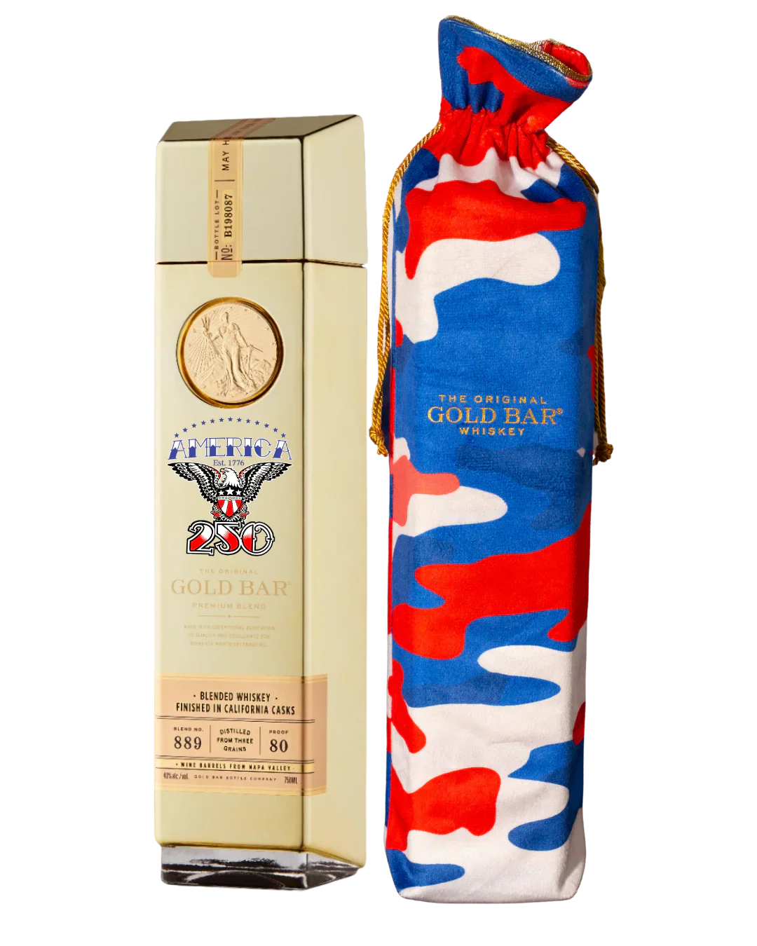 GOLD BAR WHISKEY BLENDED AMERICA 250TH ANNIVERSARY BOTTLE CALIFORNIA 750ML LIQ