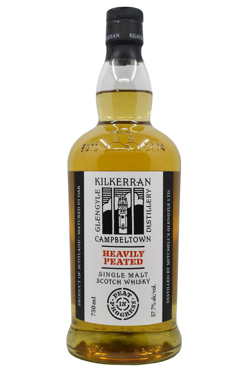 KILKERRAN GLENGYLE DISTILLERY SCOTCH SINGLE MALT HEAVILY PEATED MATURED IN OAK CAMPBELTOWN 750ML Spirits