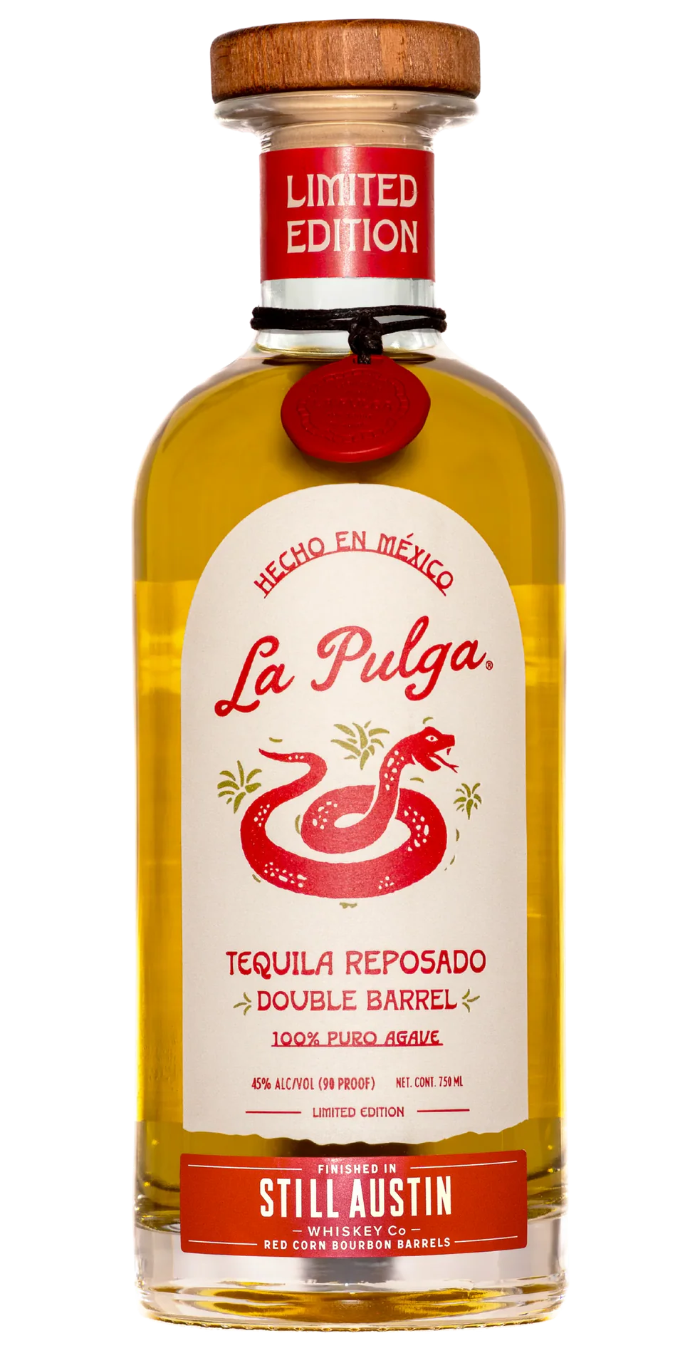LA PULGA TEQUILA REPOSADO DOUBLE BARREL LIMITED EDITION FINISHED IN STILL AUSTIN RED CORN BOURBON BARRELS 750ML LIQ