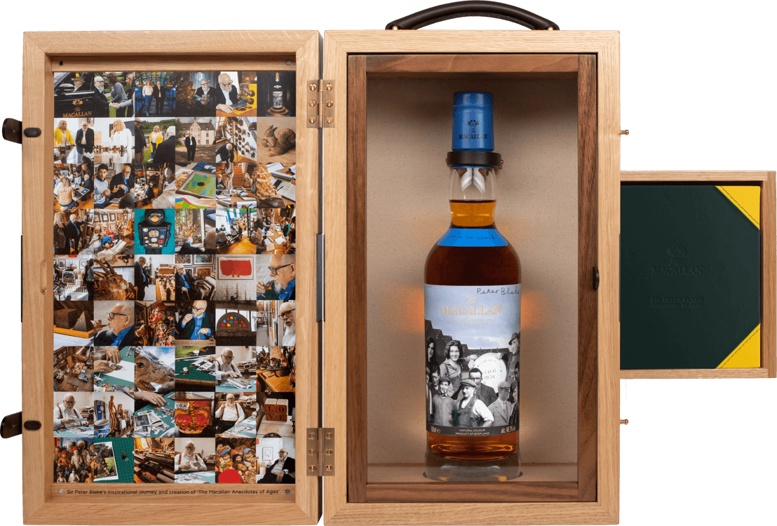 MACALLAN SCOTCH SINGLE MALT ART COLLABORATION SIR PETER BLAKE ANECDOTES OF AGES DOWN TO WORK LIMITED EDITION 750ML