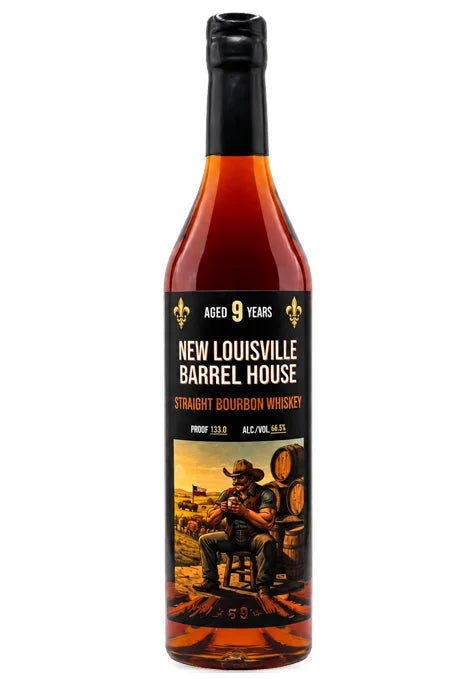 NEW LOUISVILLE BARREL HOUSE BOURBON "TEXAS CAPPUCINO" 133PF KENTUCKY 9YR 750ML LIQ