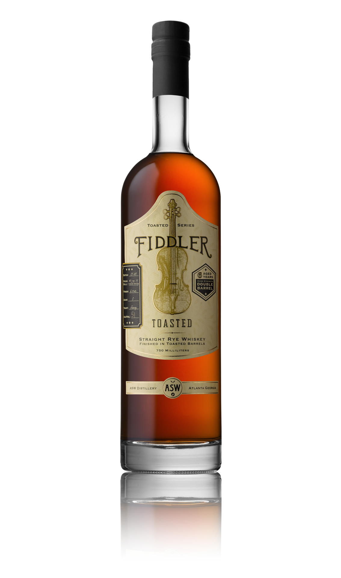 FIDDLER WHISKEY RYE DOUBLE BARREL TOASTED CASK STRENGTH GEORGIA 750ML