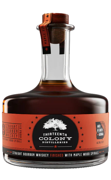 THIRTEENTH COLONY BOURBON CASK STRENGTH 113 FINISHED WITH MAPLE WOOD SPIRALS GEORGIA 750ML LIQ