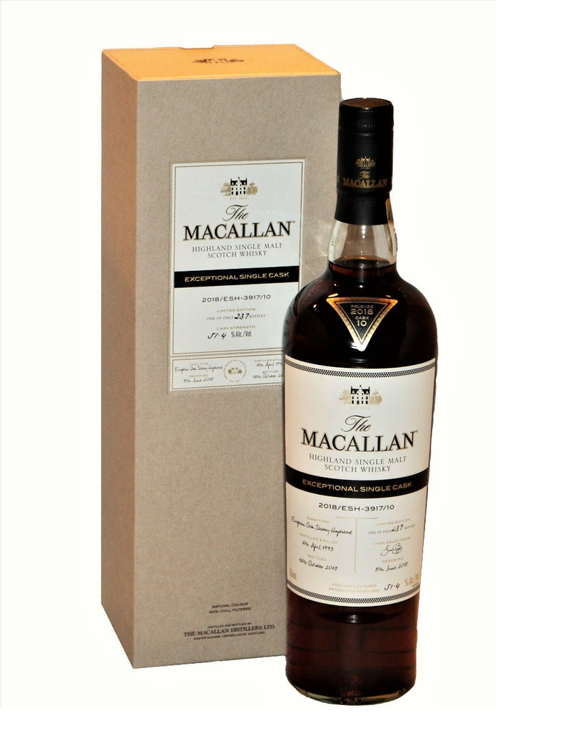 MACALLAN SCOTCH EXCEPTIONAL SINGLE CASK 2018/ESH-3917/10 102.8PF 25YR 750ML