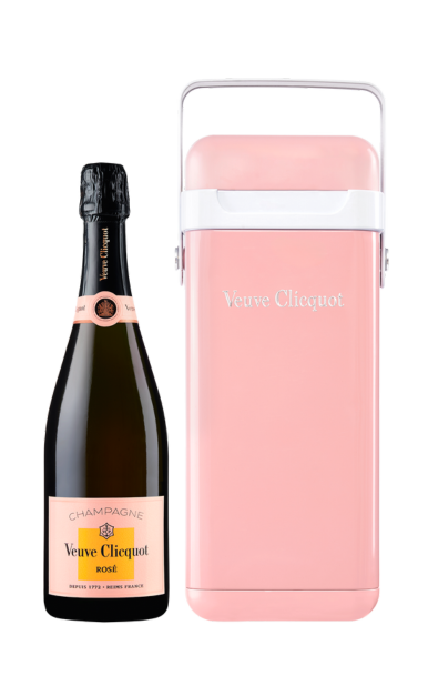 VEUVE CLICQUOT CHAMPAGNE BRUT ROSE WITH PORTABLE COOLER GIFT BOX 750ML