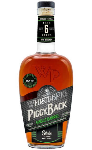 WHISTLEPIG PIGGY BACK BOURBON WHISKEY SINGLE BARREL STAKE F1 TEAM LIMITED EDITION VERMONT 750ML